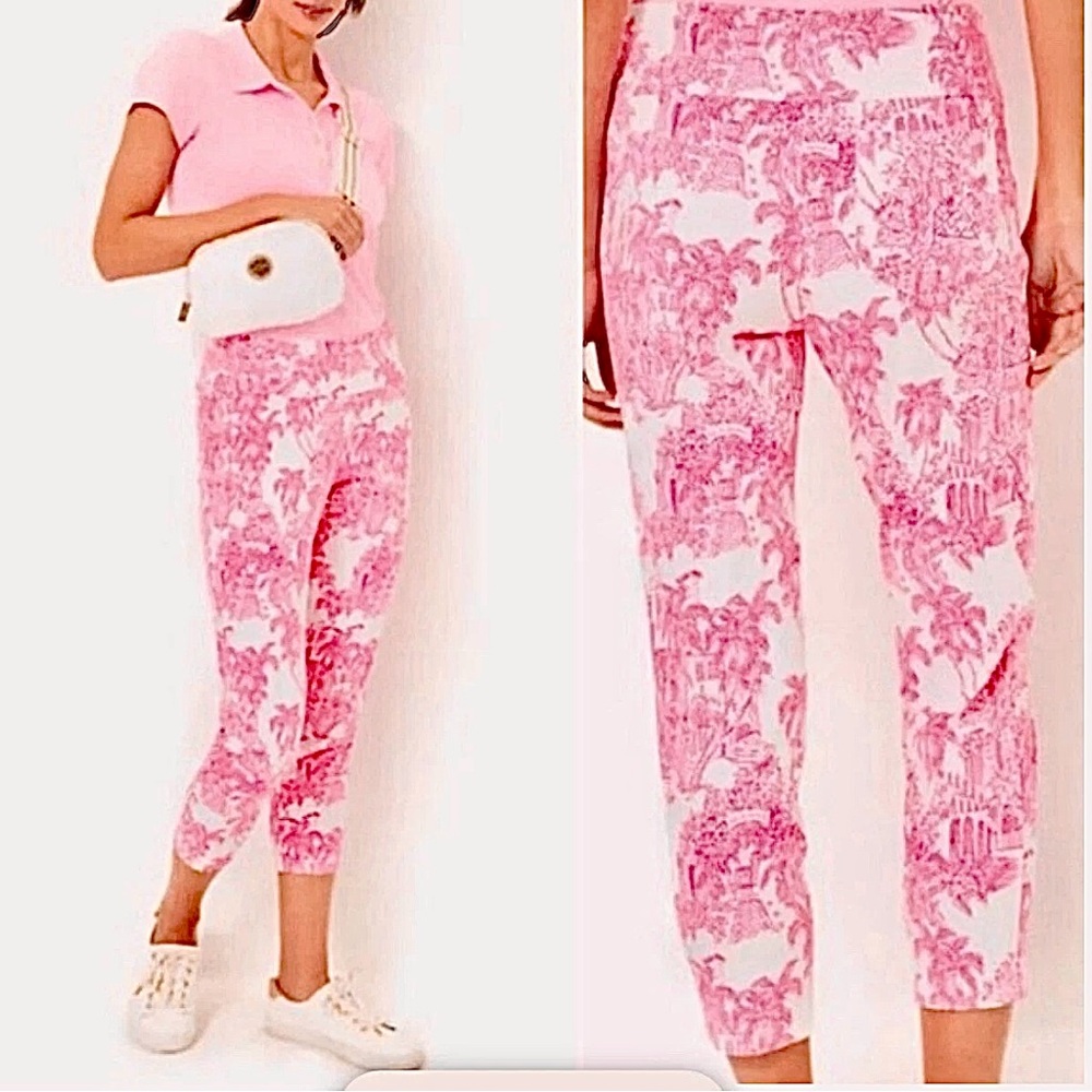NWT Lilly Pulitzer CORSO CROP PANT UPF 50+ RESORT WHITE PB ANNIVERSARY TOILE 4